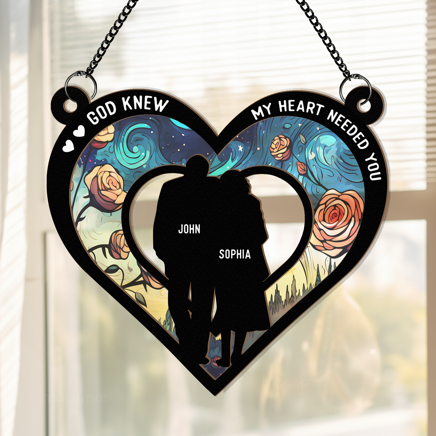 Heartfelt Personalized Suncatcher for Couples: 'God Knew My Heart Needed You'
