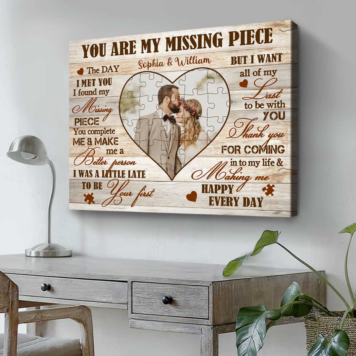 Personalized "Missing Piece" Photo Canvas for Couples - Heartfelt Anniversary Gift