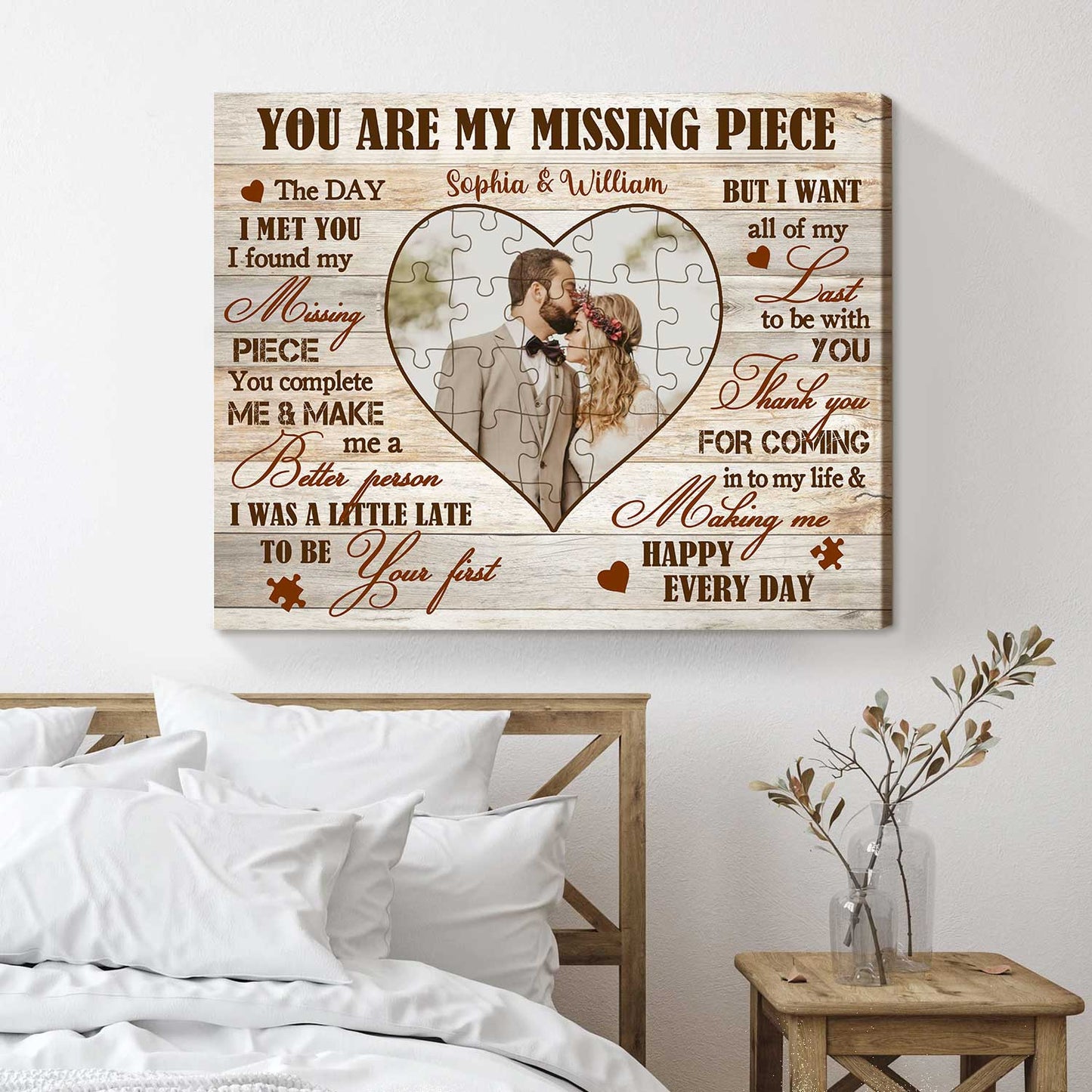 Personalized "Missing Piece" Photo Canvas for Couples - Heartfelt Anniversary Gift