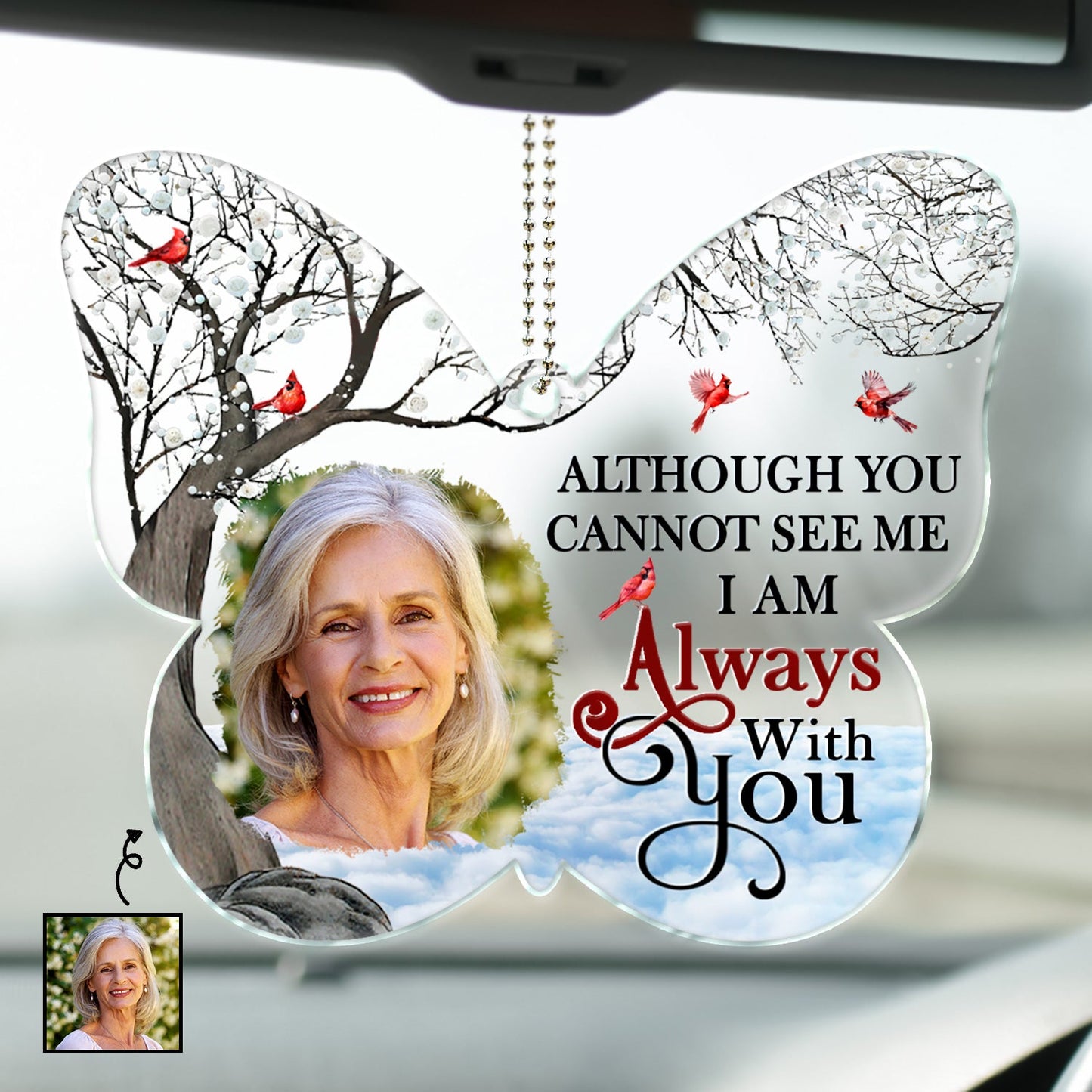 Personalized Memorial For Loved One Car Hanger: "Always With You" Photo Keepsake