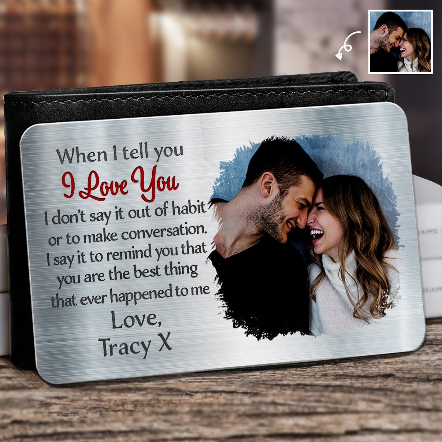 Heartfelt Personalized Photo Wallet Card for Couples - "I Love You" Keepsake Gift