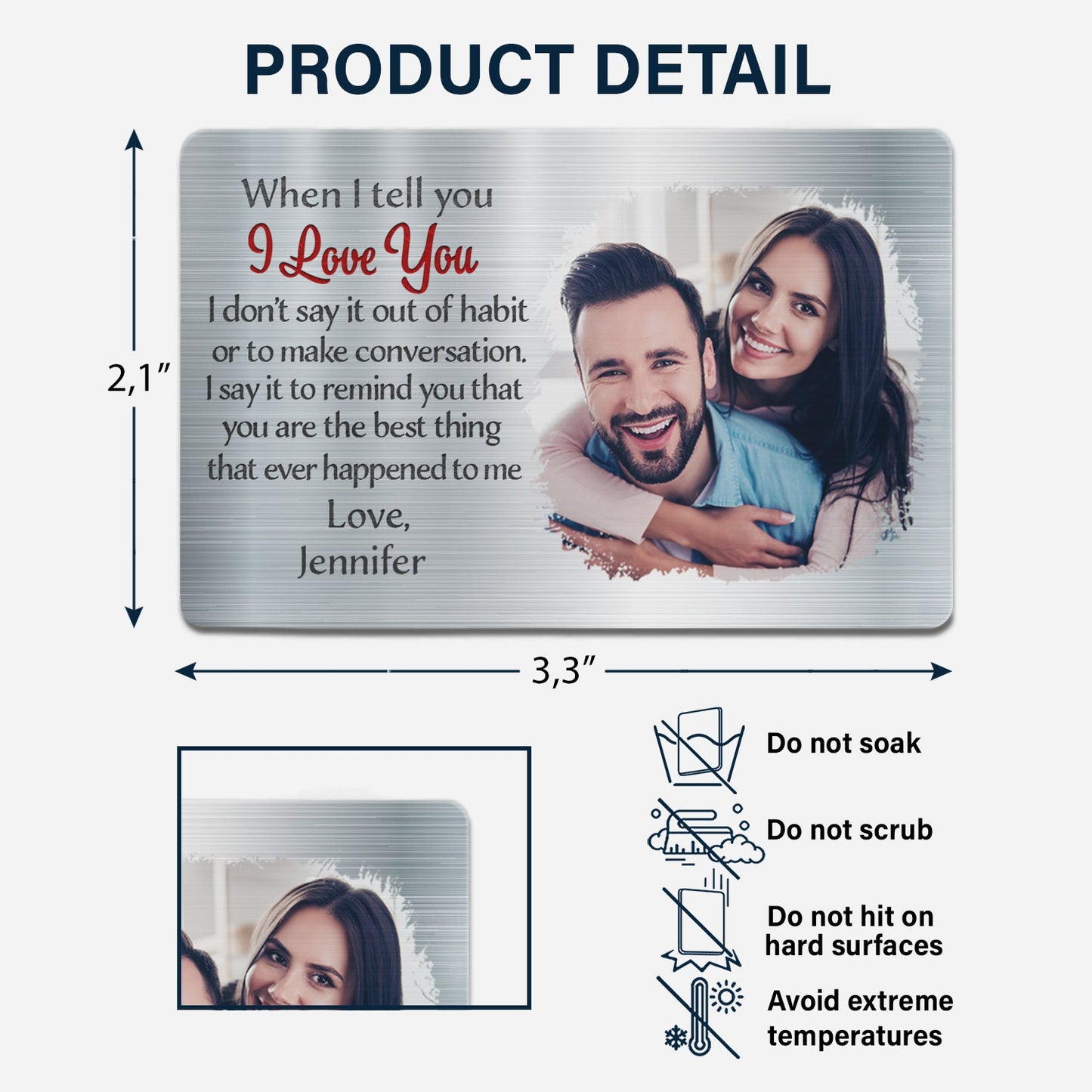 Heartfelt Personalized Photo Wallet Card for Couples - "I Love You" Keepsake Gift