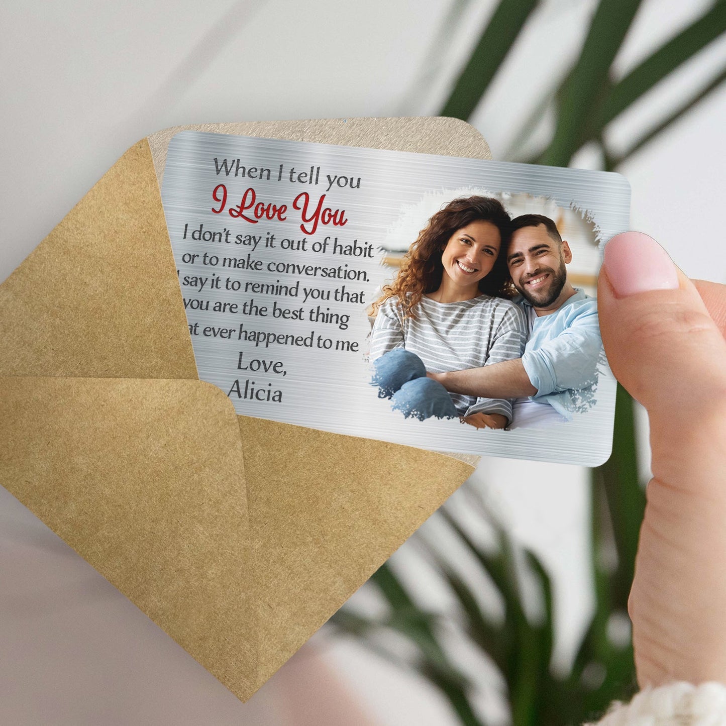 Heartfelt Personalized Photo Wallet Card for Couples - "I Love You" Keepsake Gift