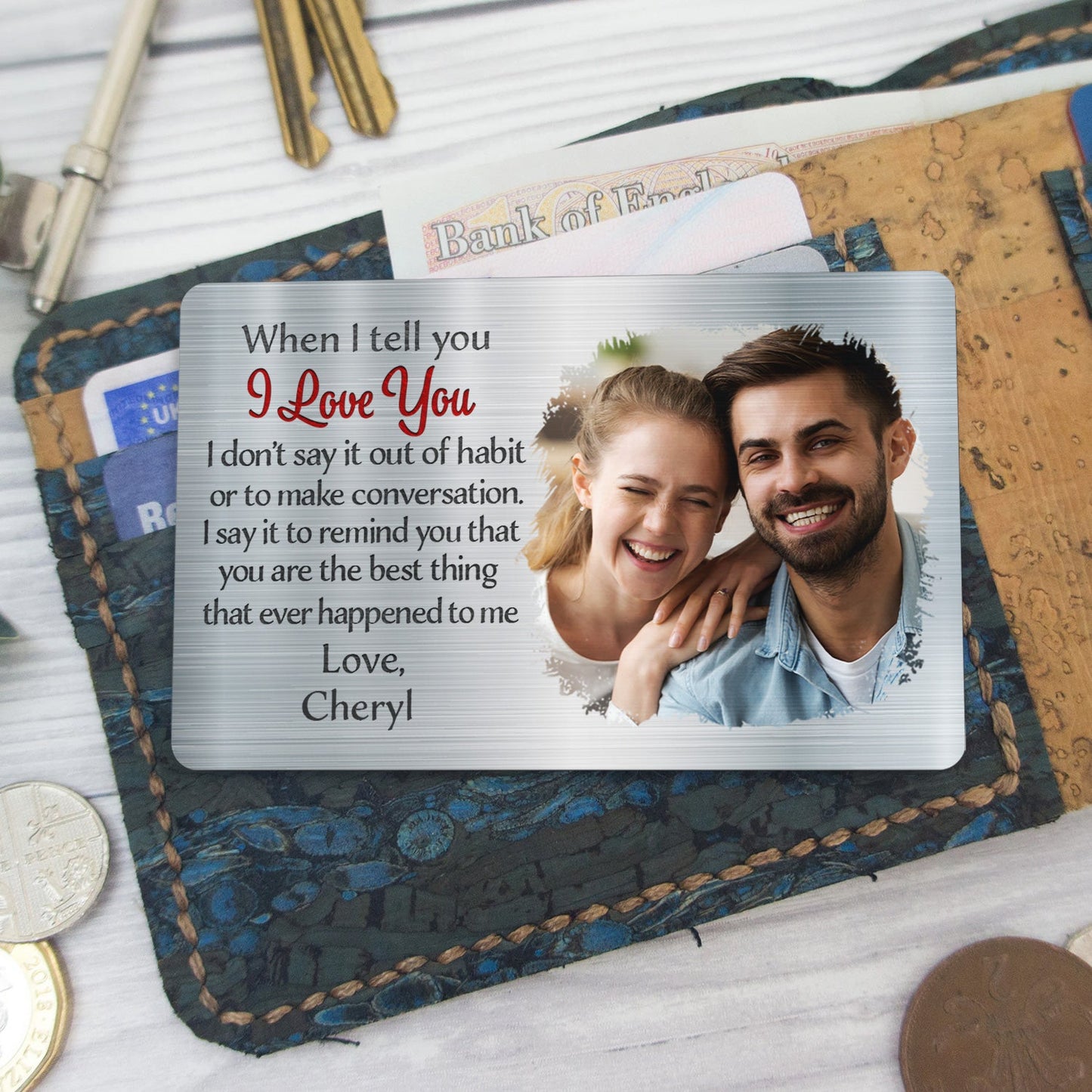 Heartfelt Personalized Photo Wallet Card for Couples - "I Love You" Keepsake Gift