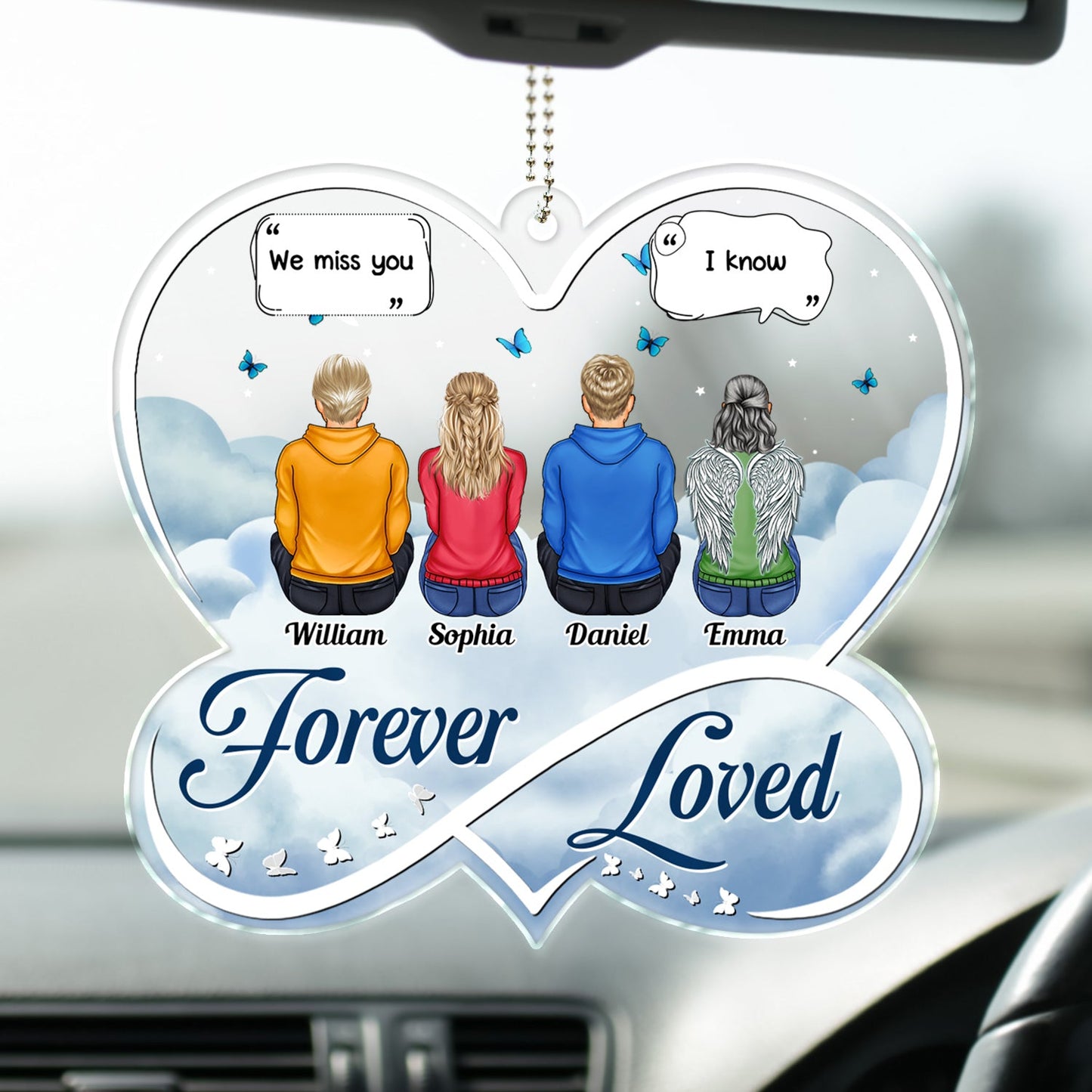 Custom Memorial For Loved One Car Hanger - Forever Loved Remembrance Gift for Family