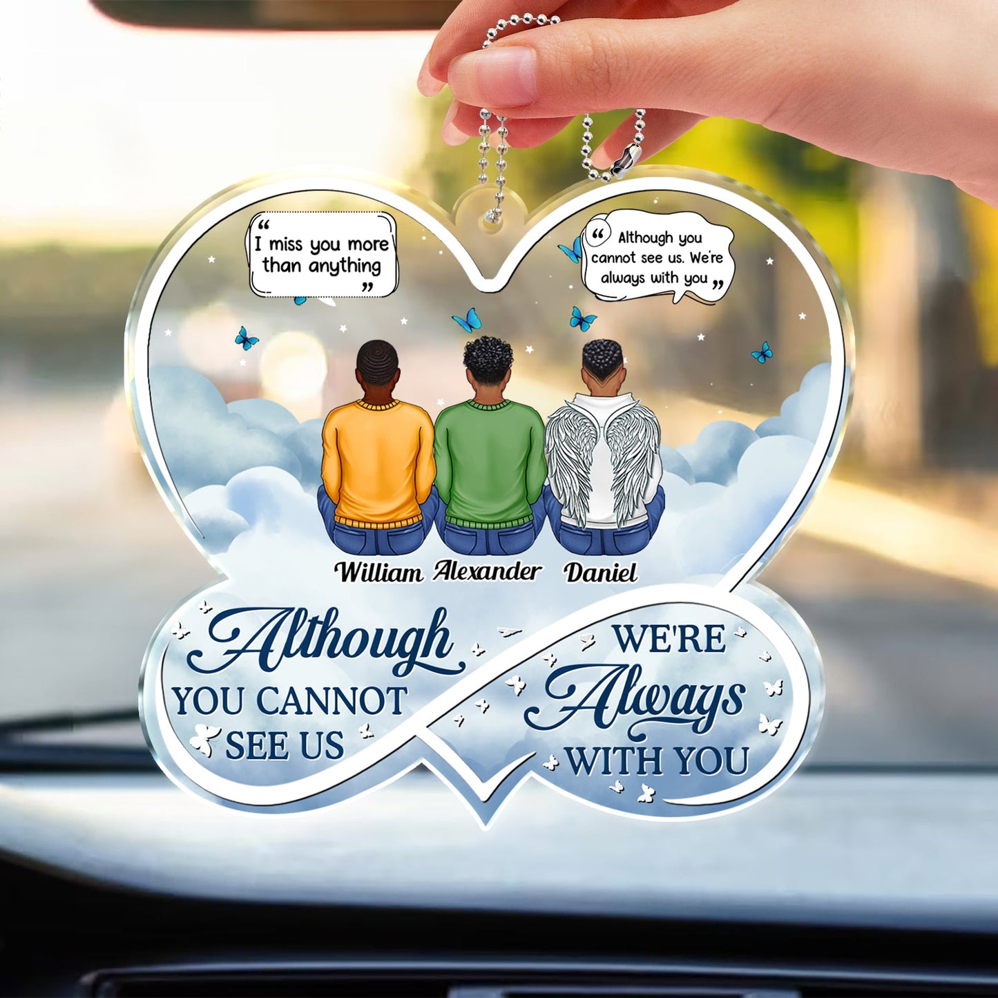 Custom Memorial For Loved One Car Hanger - Forever Loved Remembrance Gift for Family