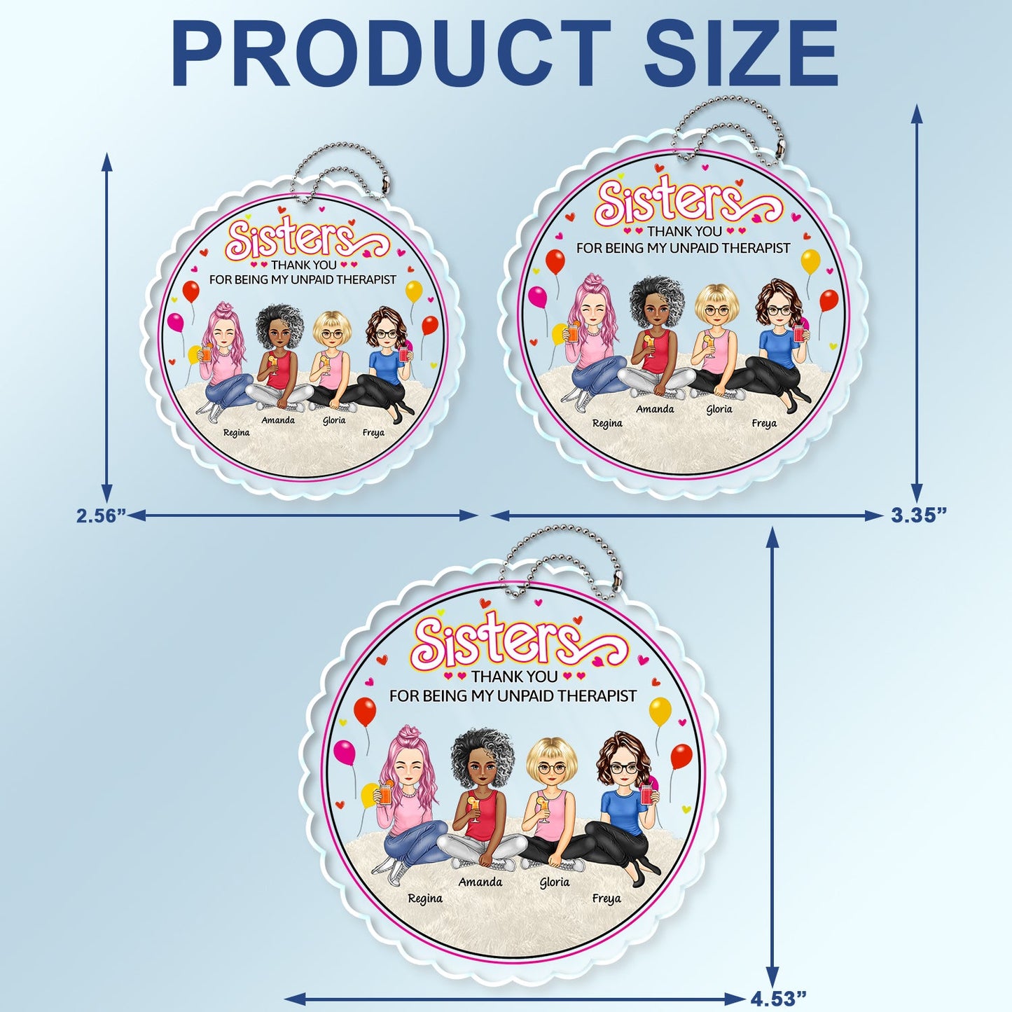 Personalized Best Friend Car Hanger - 'Thank You For Being My Unpaid Therapist' Gift