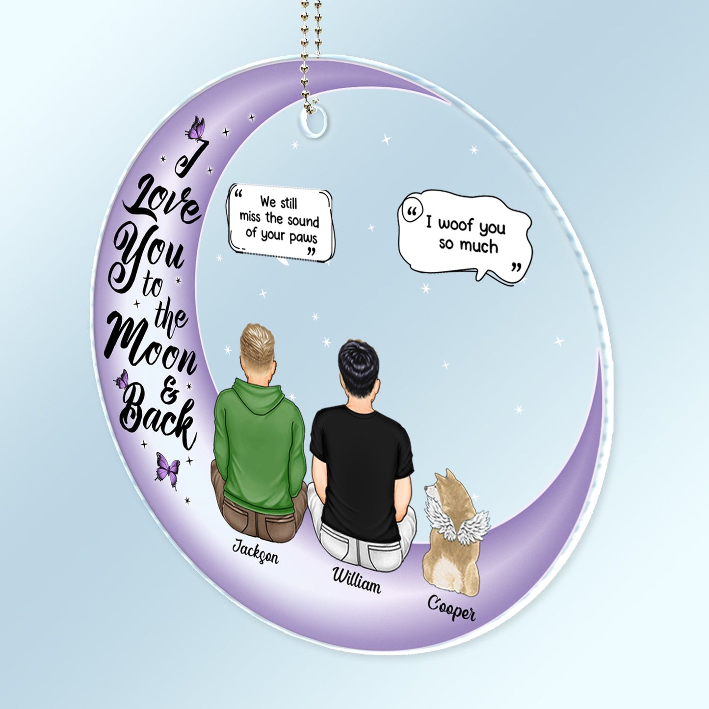 Personalized 'I Love You To The Moon & Back' Pet Memorial For Loved One Car Hanger