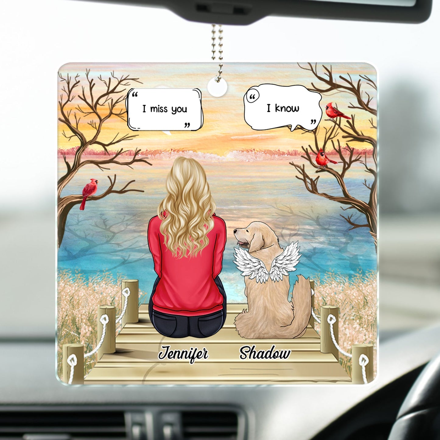 Heartfelt Personalized Pet Memorial For Loved One Car Hanger - 'I Miss You, I Know'