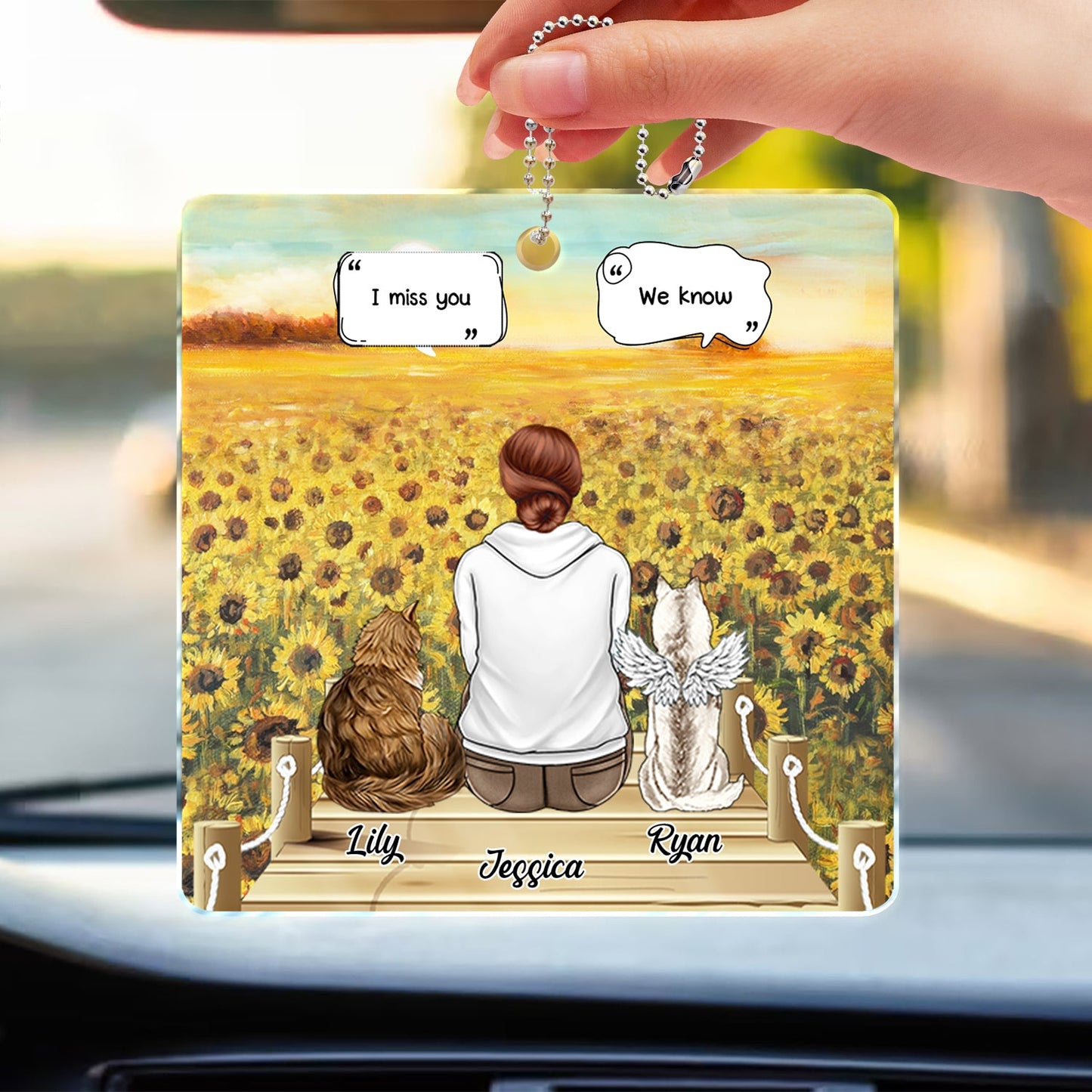 Heartfelt Personalized Pet Memorial For Loved One Car Hanger - 'I Miss You, I Know'