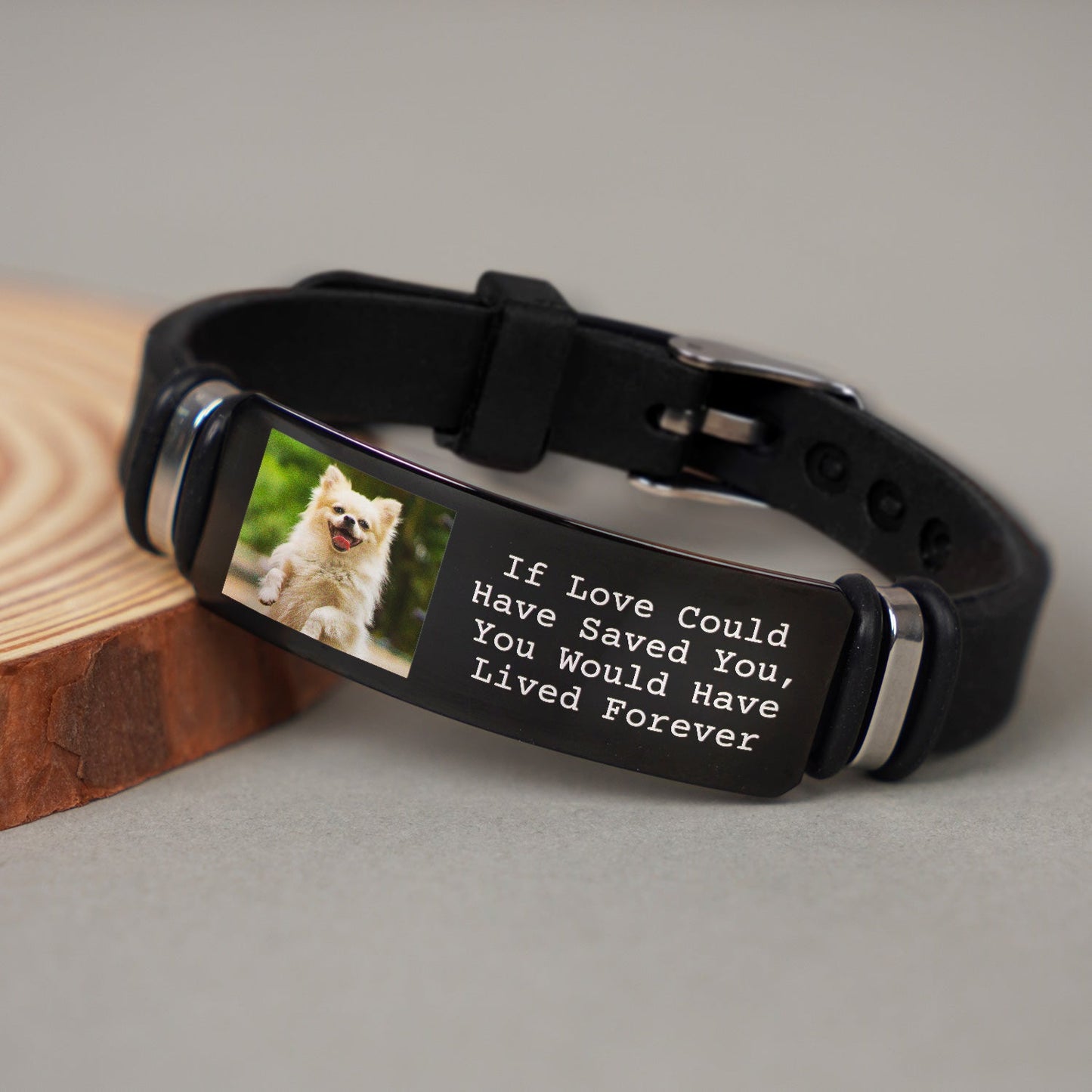 Personalized Pet Photo Bracelet - Forever In My Heart Memorial For Loved One Keepsake