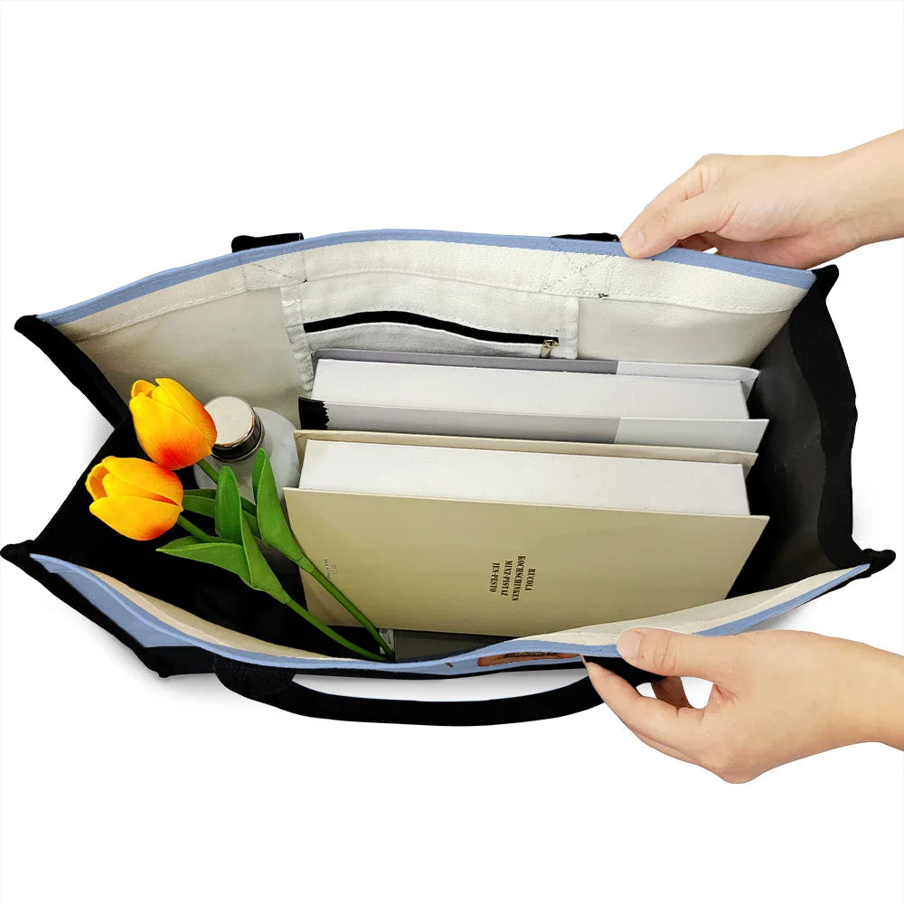 Custom Birth Flower & Character Tote Bag - Bloom Where You're Planted Gift for Her