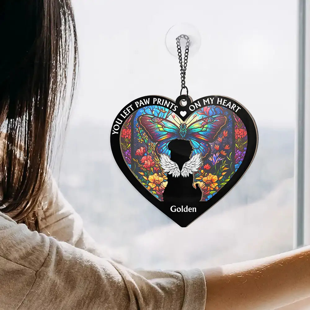 Personalized Pet Memorial For Loved One Suncatcher Ornament - "Forever In My Heart"