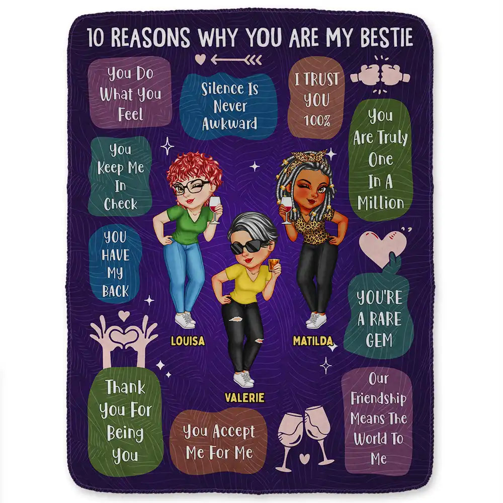 Custom '10 Reasons Why You're My Bestie' Blanket - Personalized Gift