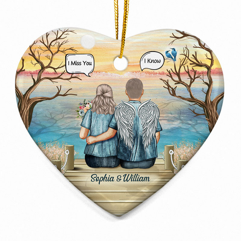 Personalized "I Miss You, I Know" Memorial For Loved One Heart Ceramic Ornament