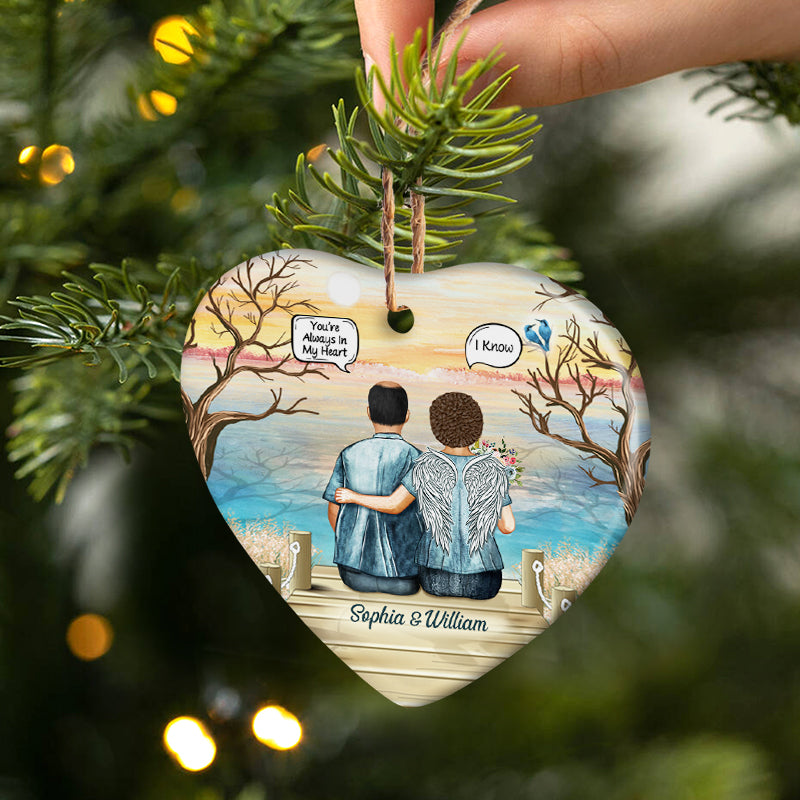 Personalized "I Miss You, I Know" Memorial For Loved One Heart Ceramic Ornament