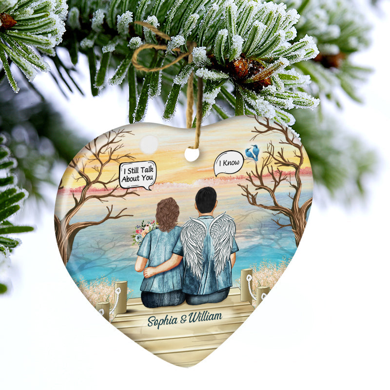 Personalized "I Miss You, I Know" Memorial For Loved One Heart Ceramic Ornament