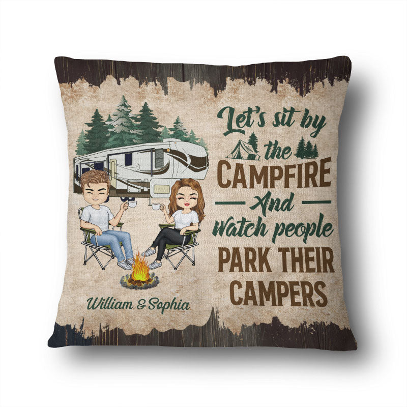 “Let’s Sit By The Campfire” - Personalized Husband & Wife Camping Pillow