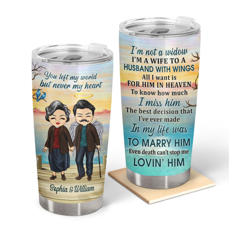 Heartfelt Personalized 'Husband with Wings' Memorial For Loved One Tumbler for Wife