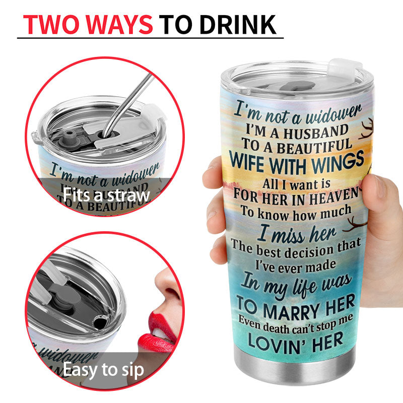 Heartfelt Personalized 'Husband with Wings' Memorial For Loved One Tumbler for Wife