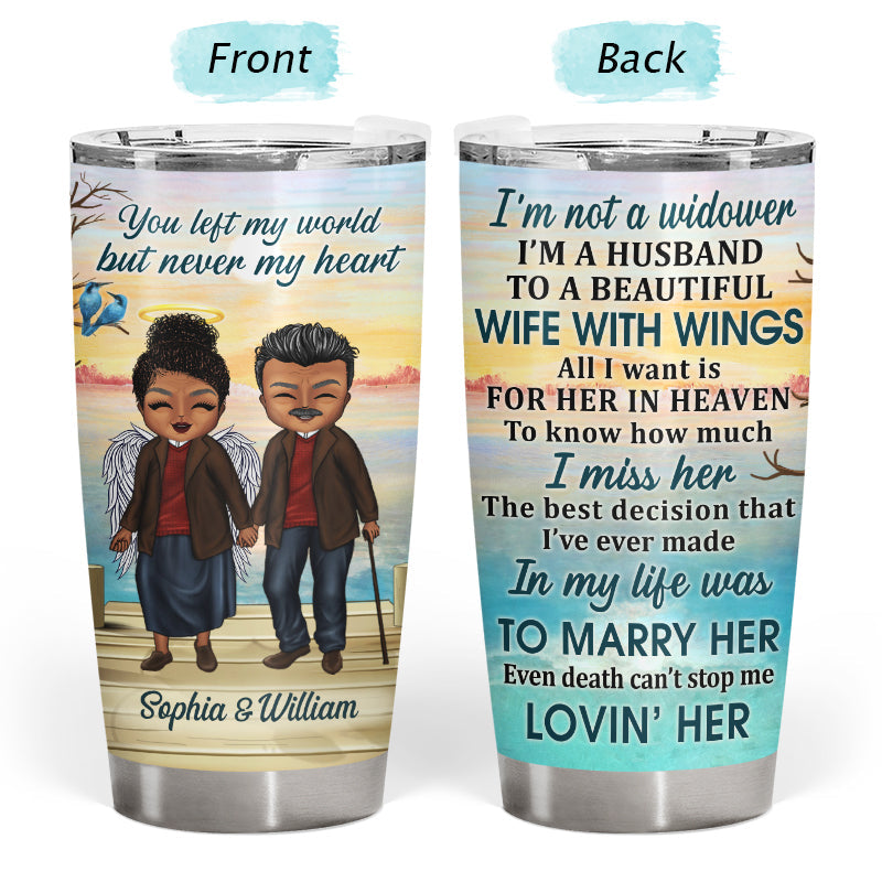 Heartfelt Personalized 'Husband with Wings' Memorial For Loved One Tumbler for Wife
