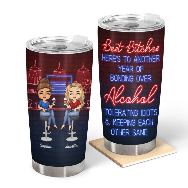 Best Friends Bonding Over Alcohol - Personalized BFF Tumbler Gift