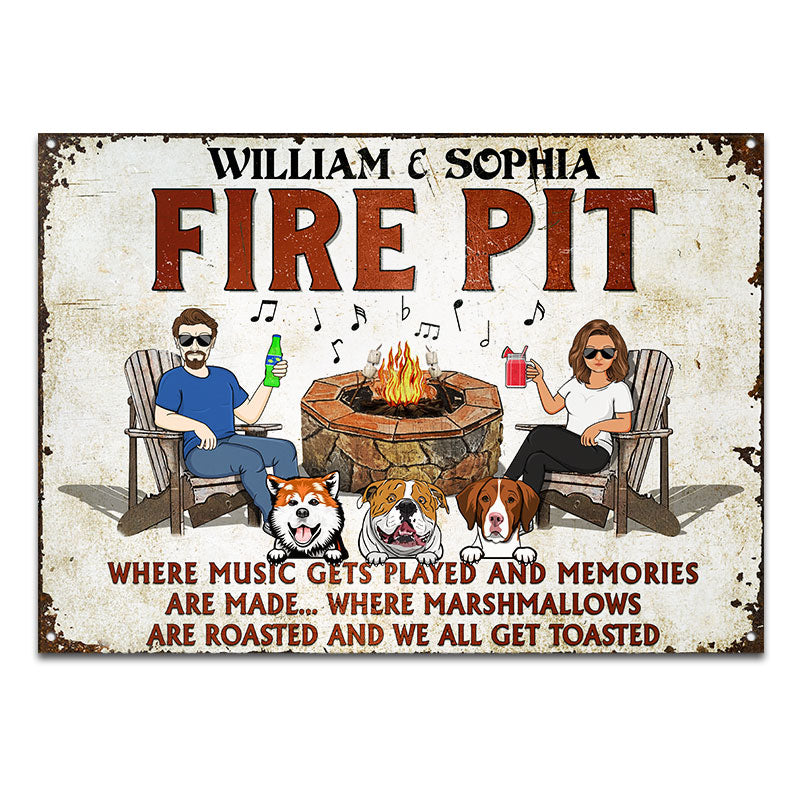 Personalized Fire Pit Metal Sign for Couples: 'Music & Memories Made'