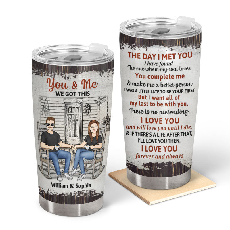 Custom Couple Tumbler: 'The Day I Met You' Romantic Personalized Gift