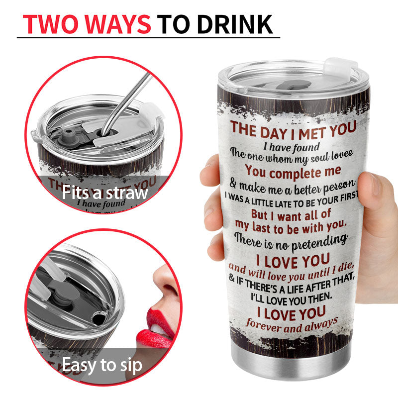 Custom Couple Tumbler: 'The Day I Met You' Romantic Personalized Gift