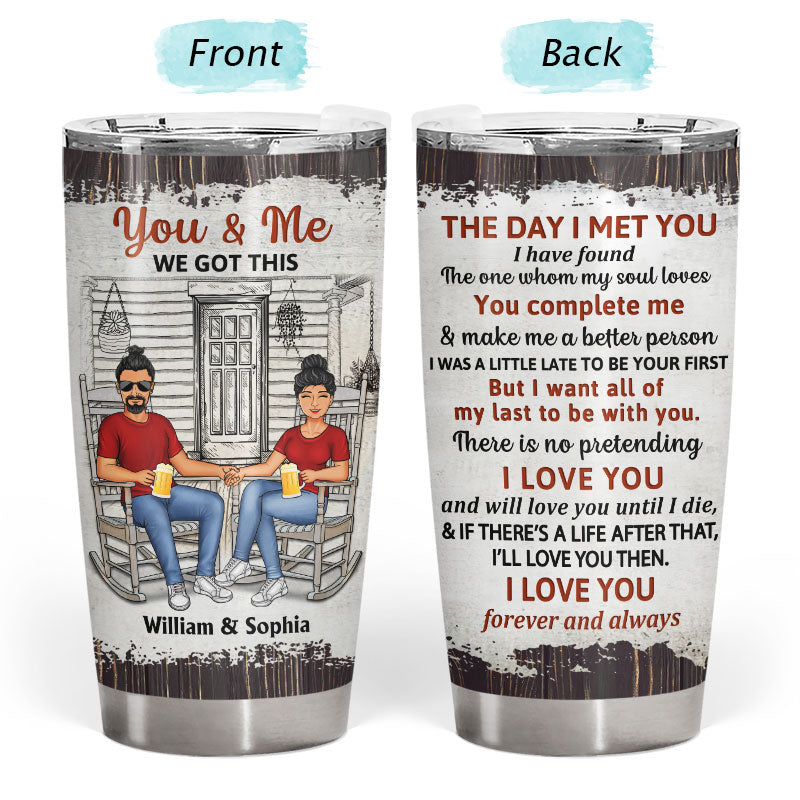 Custom Couple Tumbler: 'The Day I Met You' Romantic Personalized Gift