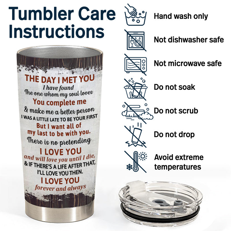 Custom Couple Tumbler: 'The Day I Met You' Romantic Personalized Gift