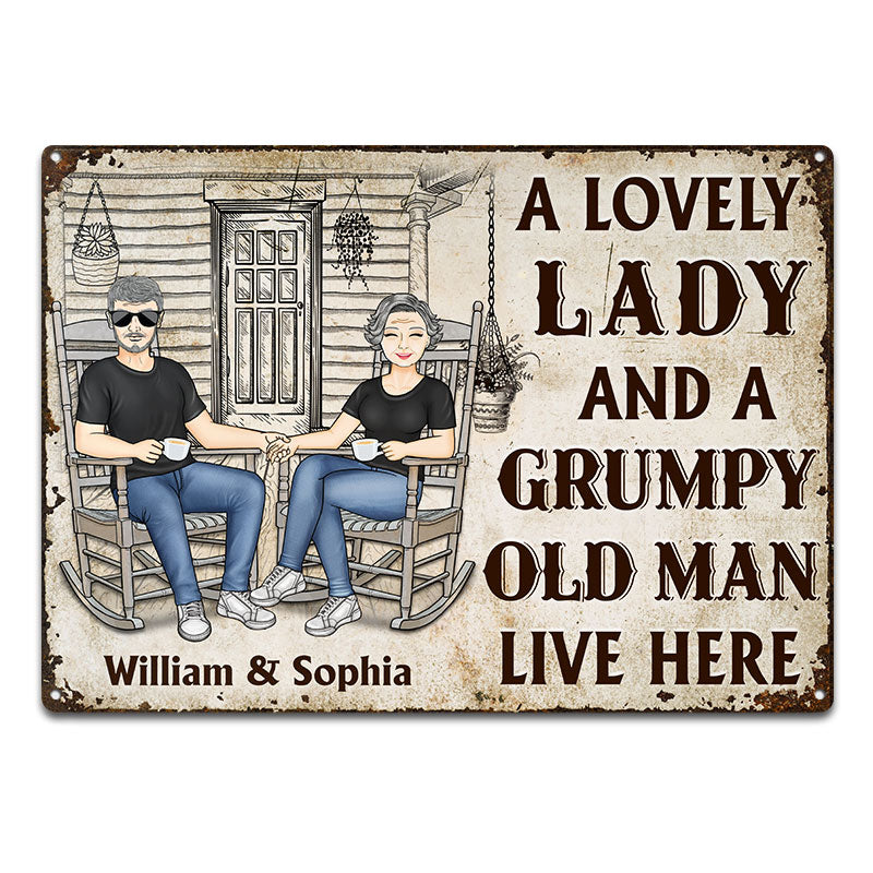Personalized "Lovely Lady & Grumpy Old Man" Metal Sign, Custom Couple Wall Art Gift