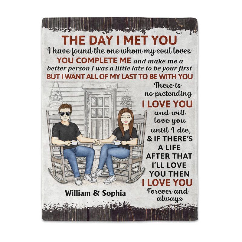 Personalized Couple Blanket: 'The Day I Met You' Romantic Keepsake