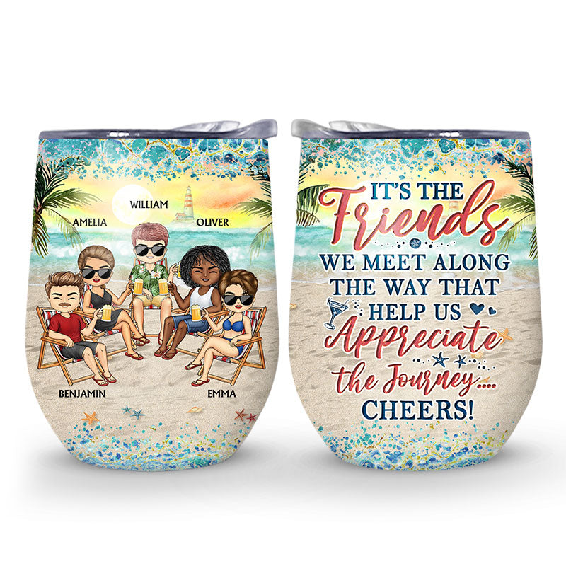 Personalized Best Friends Wine Tumbler - 'Love You To The Beach And Back'