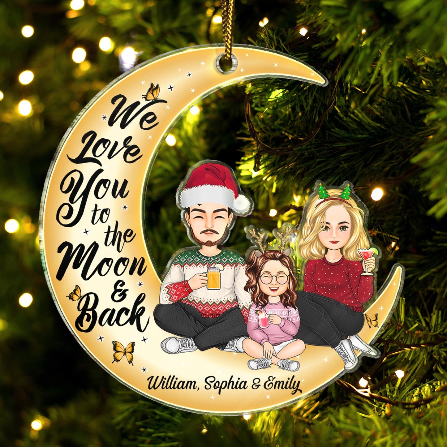 Personalized "We Love You to the Moon & Back" Family Christmas Ornament