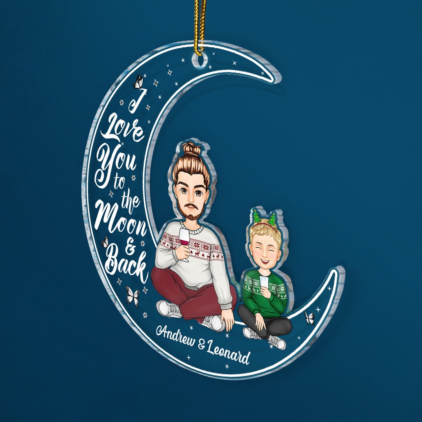 Personalized "We Love You to the Moon & Back" Family Christmas Ornament