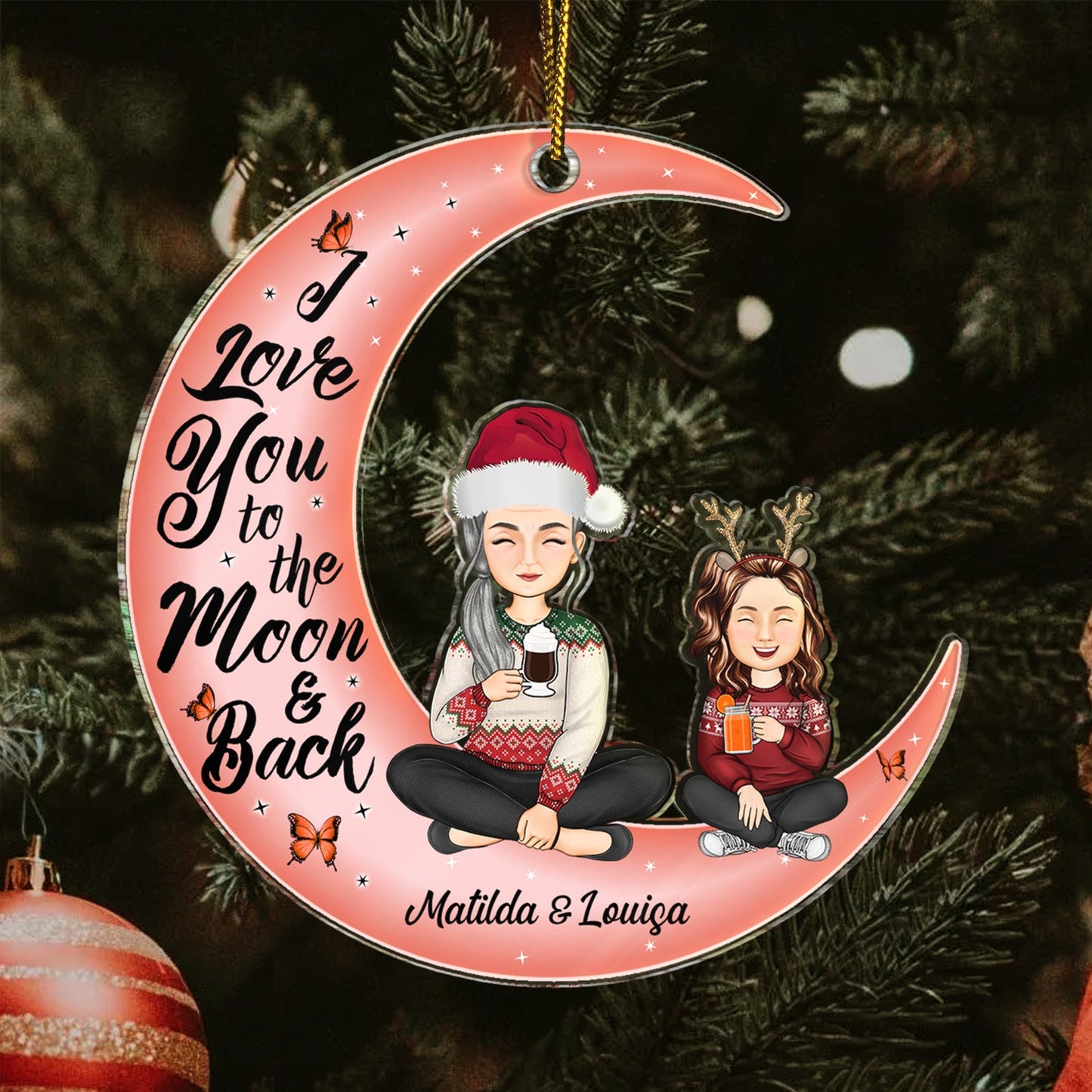 Personalized "We Love You to the Moon & Back" Family Christmas Ornament