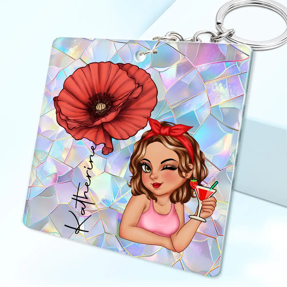 Custom "Bloom Where You're Planted" Keychain - Birth Month Flower Gift for Her