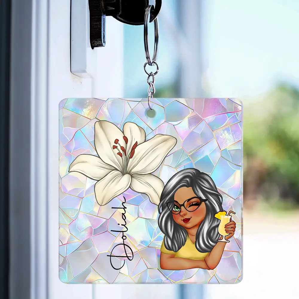 Custom "Bloom Where You're Planted" Keychain - Birth Month Flower Gift for Her