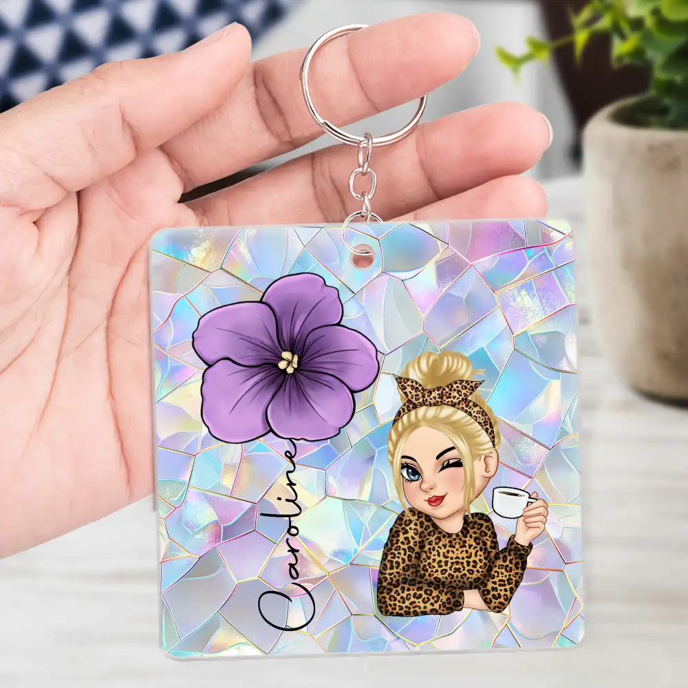 Custom "Bloom Where You're Planted" Keychain - Birth Month Flower Gift for Her