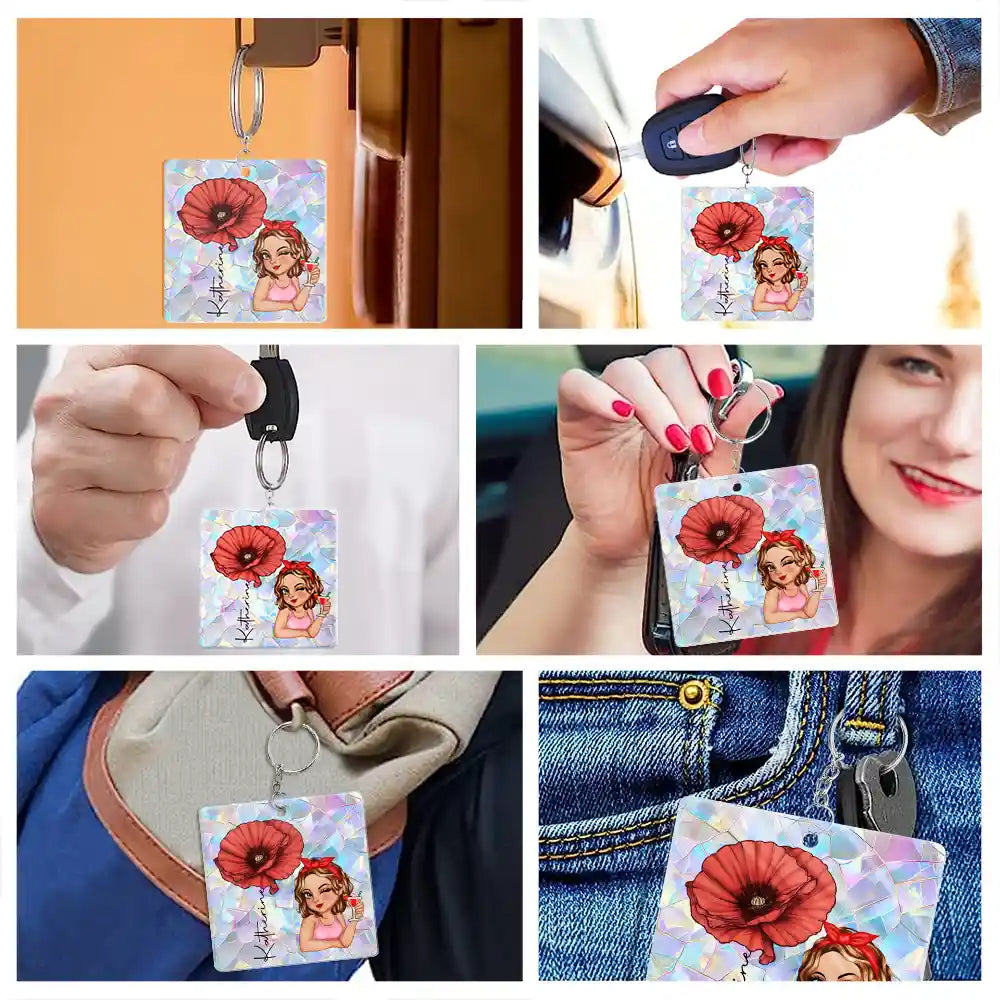 Custom "Bloom Where You're Planted" Keychain - Birth Month Flower Gift for Her