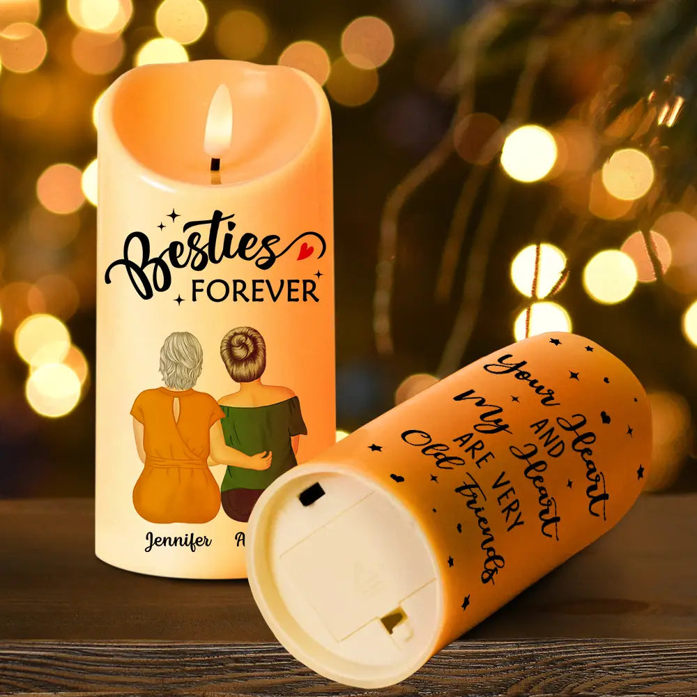 Happy,Gift For Bestie,Gift For Sisters,Gifts For Colleagues - Your Heart And My Heart Are Very Old Friends Friendship - Personalized Flameless LED Candle