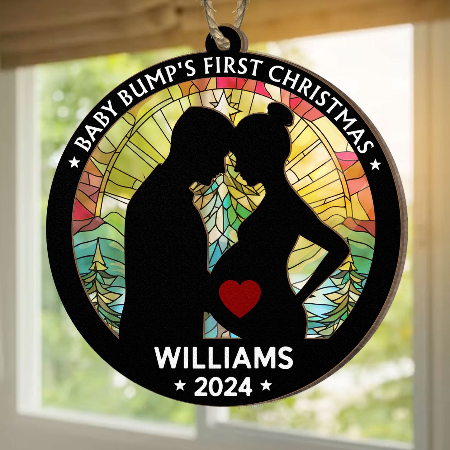 Personalized "Baby Bump's First Christmas" Keepsake Suncatcher
