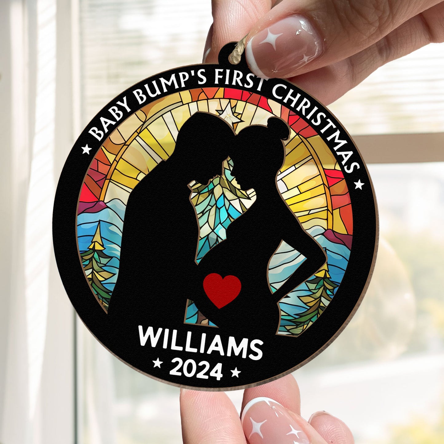 Personalized "Baby Bump's First Christmas" Keepsake Suncatcher