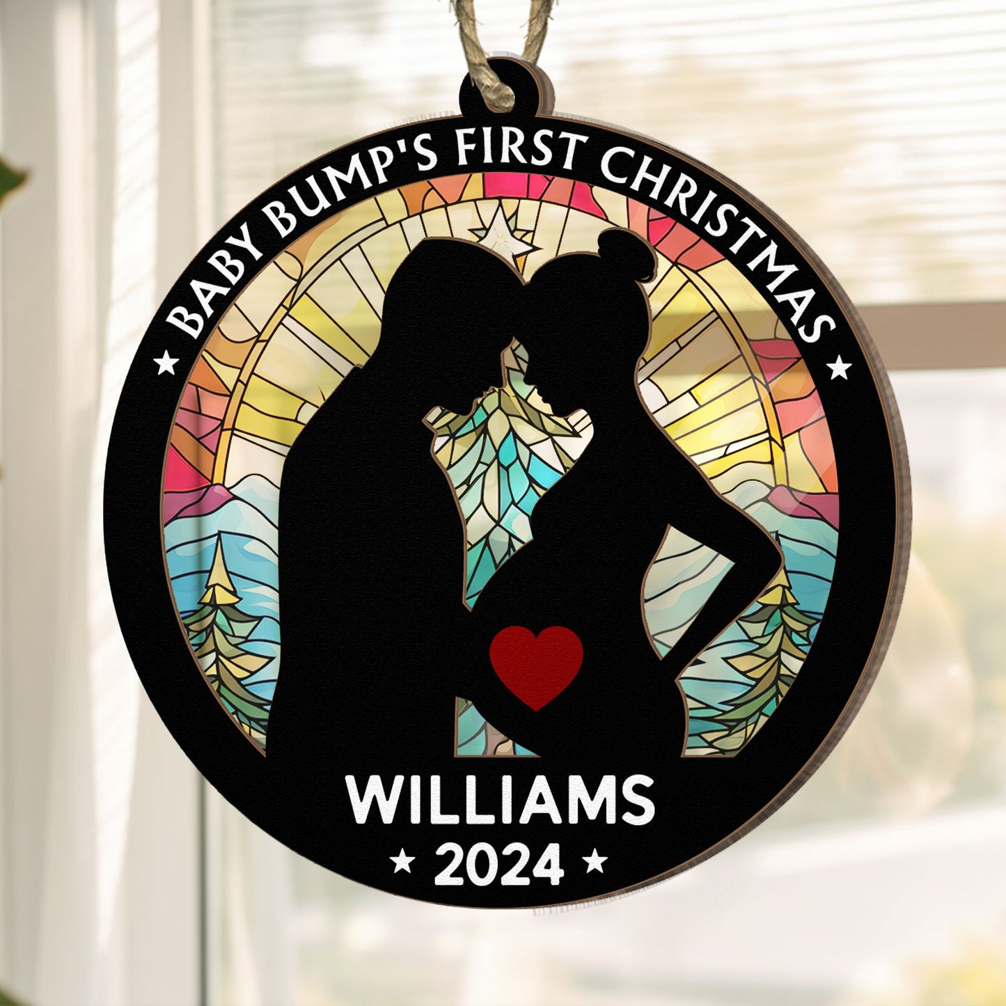 Personalized "Baby Bump's First Christmas" Keepsake Suncatcher