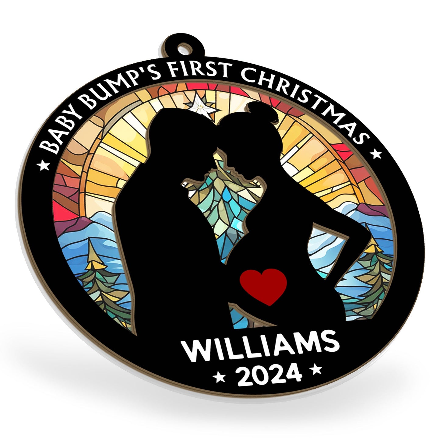 Personalized "Baby Bump's First Christmas" Keepsake Suncatcher