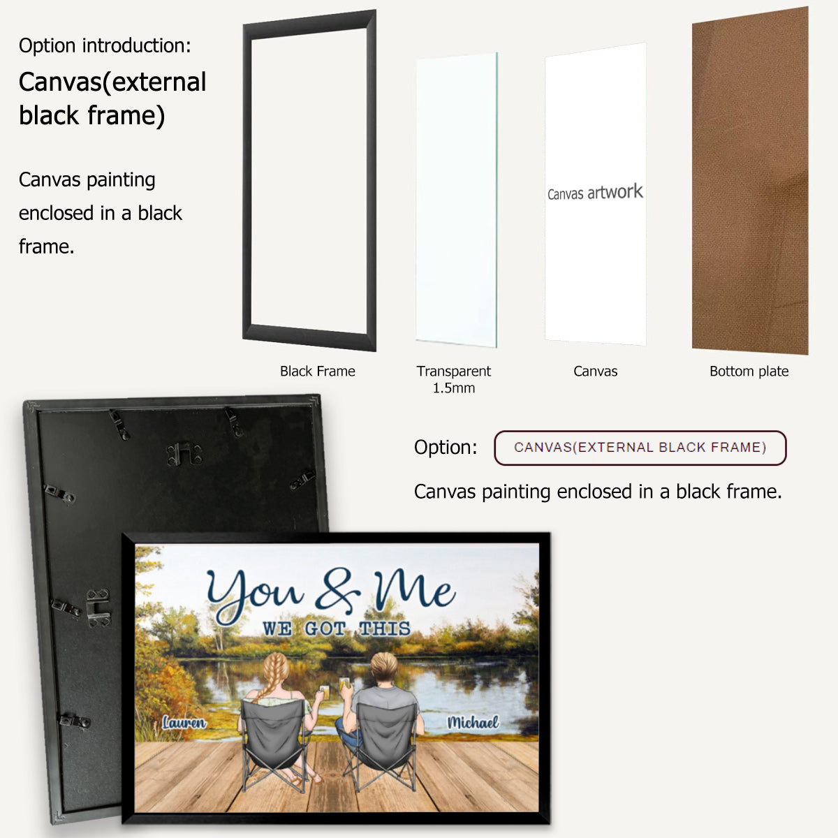 Personalized 'You & Me WE GOT THIS' Couple Camping Canvas Wall Art