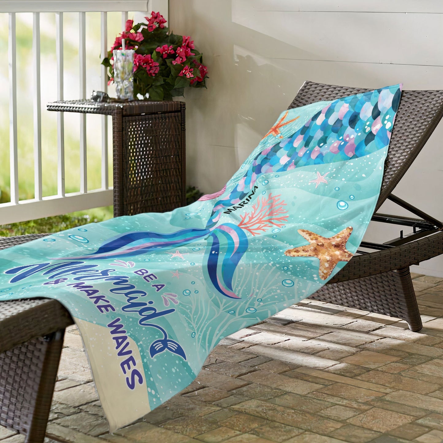 Personalized 'Be A Mermaid & Make Waves' Beach Towel for Summer Fun
