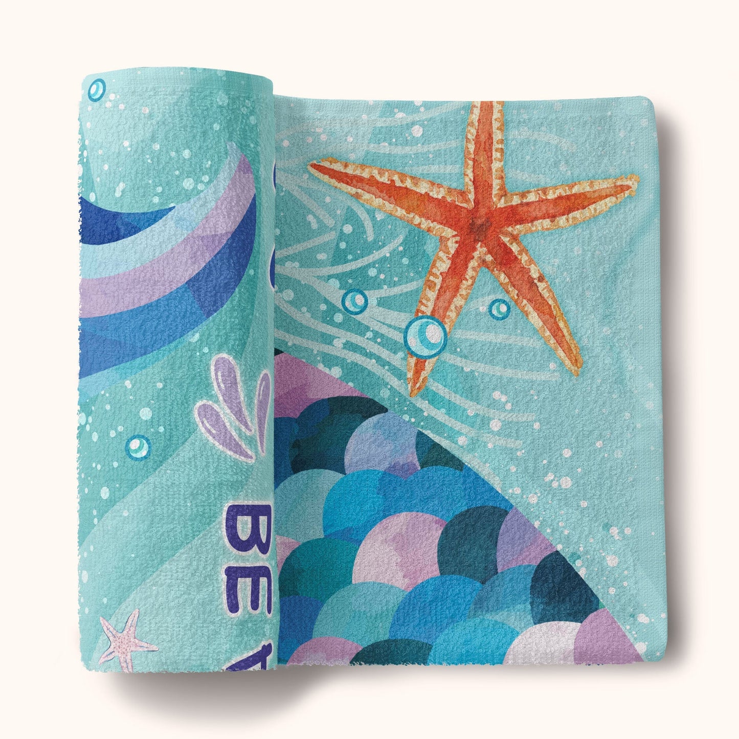 Personalized 'Be A Mermaid & Make Waves' Beach Towel for Summer Fun
