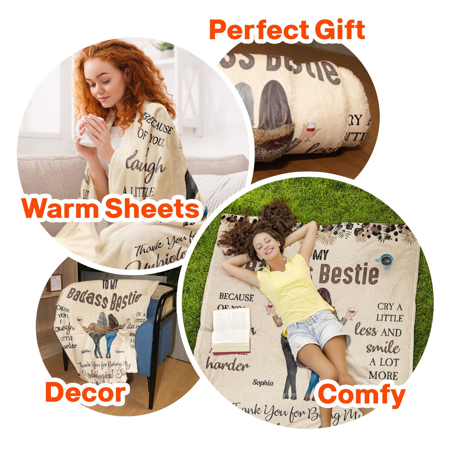 To My Badass Bestie Blanket – Because Of You, I Laugh A Little Harder